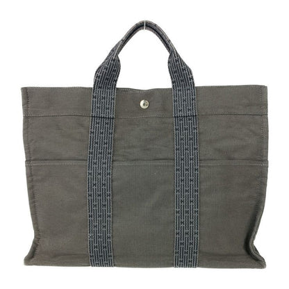 Hermes Tote Her Line Tote MM - Grey Silver Hardware Canvas Unisex Handbag