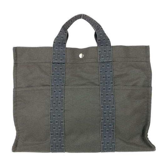 Hermes Tote Her Line Tote MM - Grey Silver Hardware Canvas Unisex Handbag