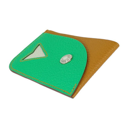 Hermes Card Case Poisson H084483ckac Caramel+vert Comics+vert FIZZ Greenish