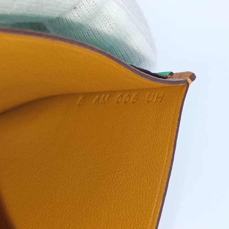 Hermes Card Case Poisson H084483ckac Caramel+vert Comics+vert FIZZ Greenish