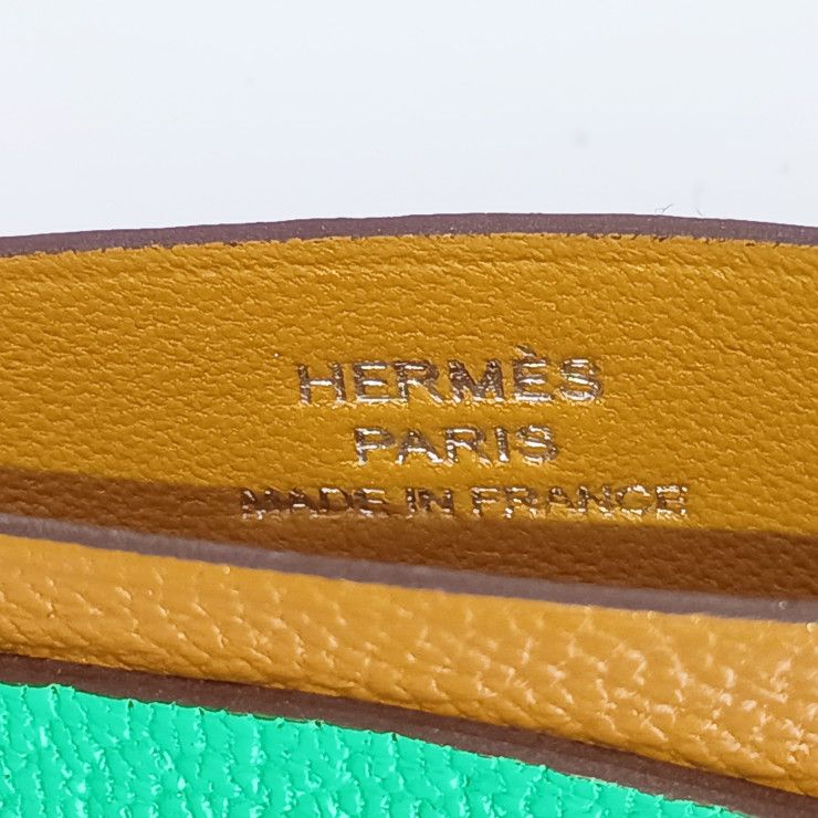 Hermes Card Case Poisson H084483ckac Caramel+vert Comics+vert FIZZ Greenish