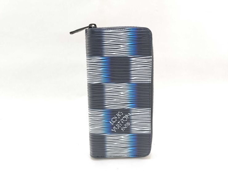 Louis Vuitton Long Wallet Zippy Wallet Vertical M82820 Navy Blue White Black