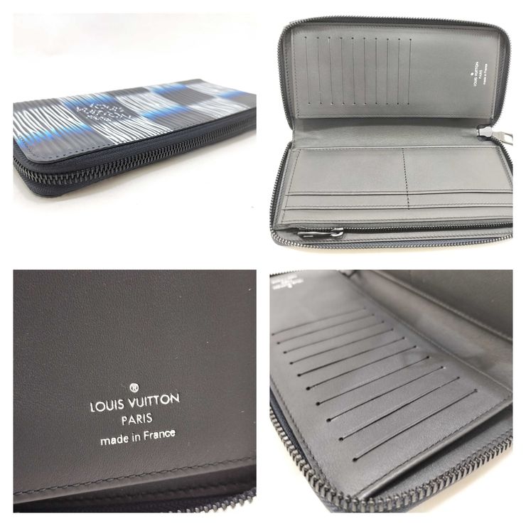 Louis Vuitton Long Wallet Zippy Wallet Vertical M82820 Navy Blue White Black