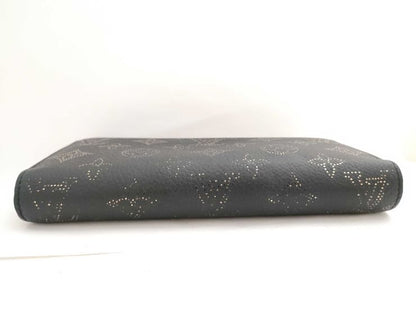 Louis Vuitton Monogram Mahina Zippy Wallet M82645 Black Gold Leather Women