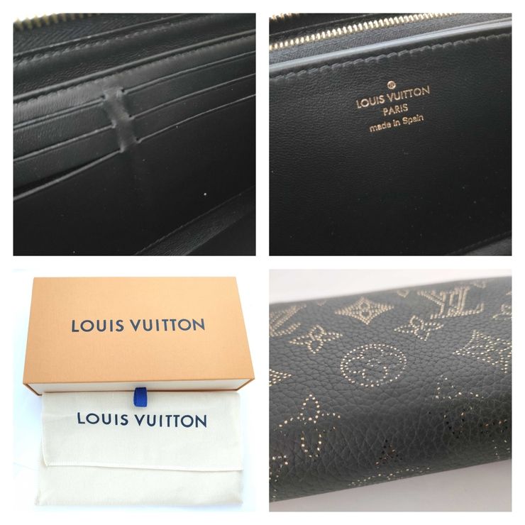 Louis Vuitton Monogram Mahina Zippy Wallet M82645 Black Gold Leather Women