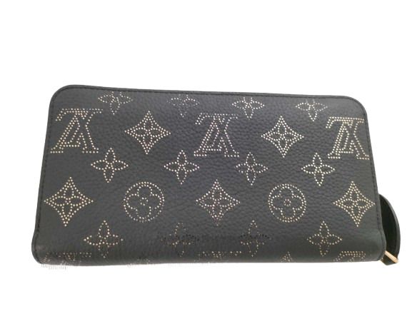 Louis Vuitton Monogram Mahina Zippy Wallet M82645 Black Gold Leather Women