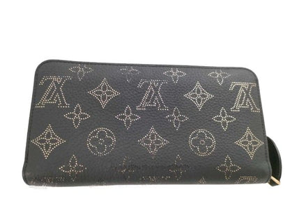 Louis Vuitton Monogram Mahina Zippy Wallet M82645 Black Gold Leather Women