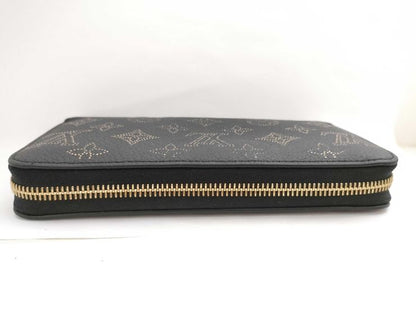 Louis Vuitton Monogram Mahina Zippy Wallet M82645 Black Gold Leather Women