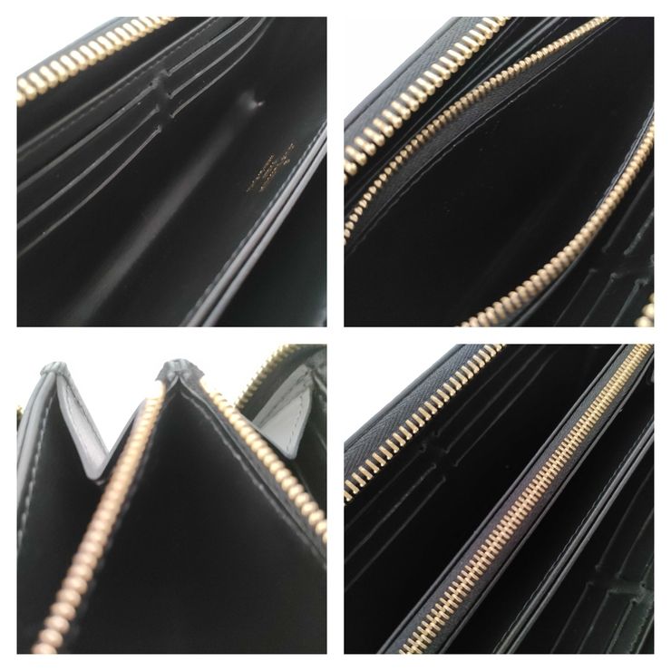 Louis Vuitton Monogram Mahina Zippy Wallet M82645 Black Gold Leather Women