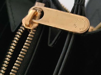 Louis Vuitton Monogram Mahina Zippy Wallet M82645 Black Gold Leather Women