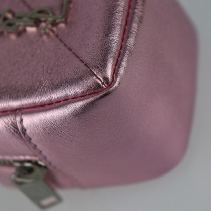 Saint Laurent Paris Jamie Cube Pouch Key Holder 669964 Leather Metallic Pink