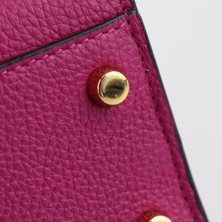 Versace Handbag 1005960 Leather Magenta Pink Beige Gold Hardware Virtus 2WAY