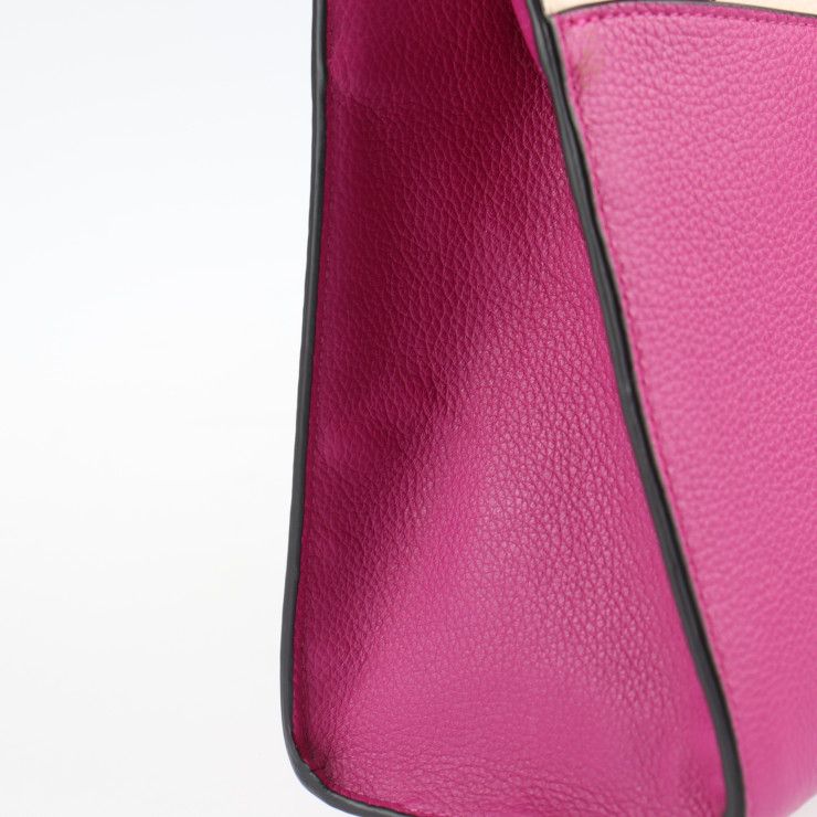 Versace Handbag 1005960 Leather Magenta Pink Beige Gold Hardware Virtus 2WAY