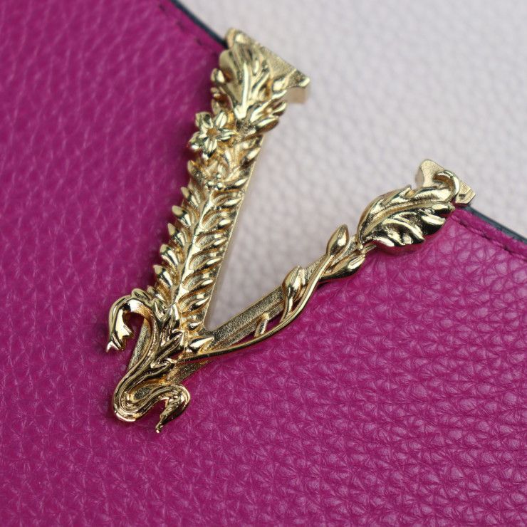 Versace Handbag 1005960 Leather Magenta Pink Beige Gold Hardware Virtus 2WAY