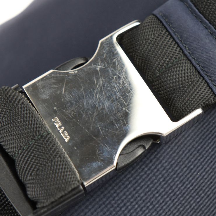 Prada Body Bag Waist Bag 2vl005 Nylon Navy Silver Hardware Shoulder Bag
