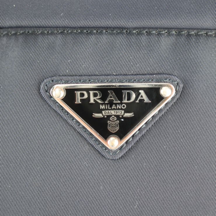 Prada Body Bag Waist Bag 2vl005 Nylon Navy Silver Hardware Shoulder Bag