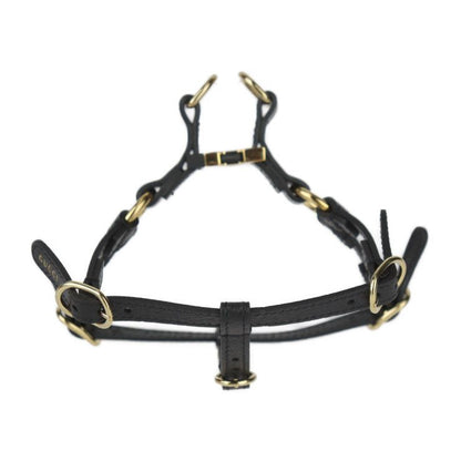 Gucci Dog Harness Other Sundries 692965 Leather Black Gold Hardware Dog Pet