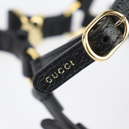 Gucci Dog Harness Other Sundries 692965 Leather Black Gold Hardware Dog Pet