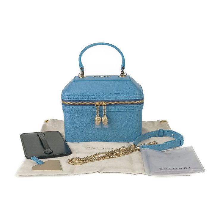 Bvlgari Bulgari Handbag Serpenti Vanity Bag - Blue Leather Ladies 2WAY Shoulder