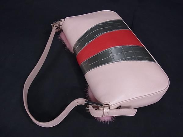 Fendi Handbag Mamma Baguette Monster Series Br600 V04 Pink Multicolor Leather