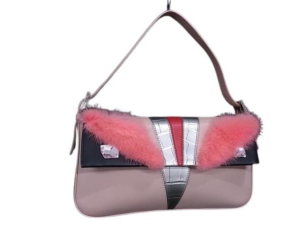 Fendi Handbag Mamma Baguette Monster Series Br600 V04 Pink Multicolor Leather