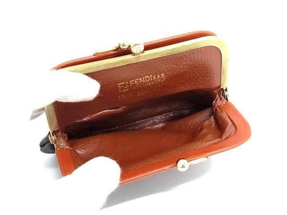 Fendi Coin Purse SAS Pecan Pattern Coin Case - Brownish X Black PVC X Leather