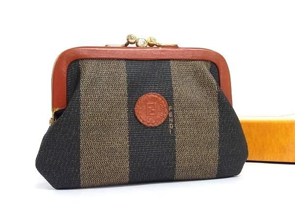 Fendi Coin Purse SAS Pecan Pattern Coin Case - Brownish X Black PVC X Leather
