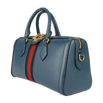 Gucci Handbag GG Ophidia Mini Boston Bag 524532 Navy Gold Hardware Leather