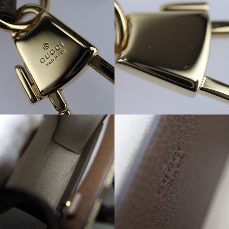 Gucci Mini Tote Handbag 699406 Jumbo GG Canvas X Leather Beige Brown Gold