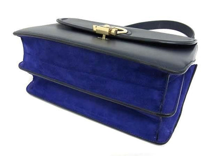 Versace Handbag Medusa - Navy Leather Women's 2WAY Gold Hardware