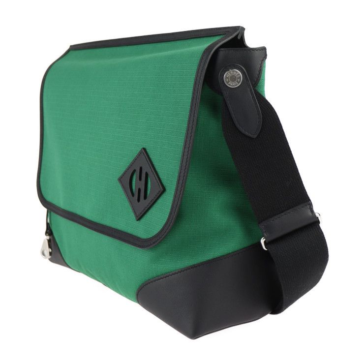 Hermes Messenger All Back Shoulder Bag - Toile Bivouac X Worthift Green Black