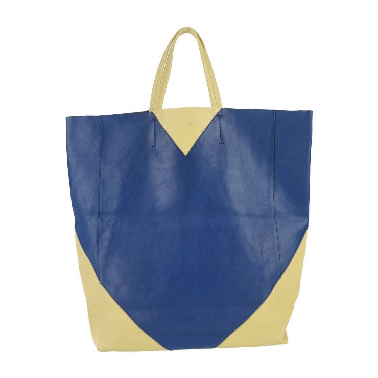 Celine Horizontal Cabas Tote Bag - Cream Yellow Blue Calf Leather Unisex