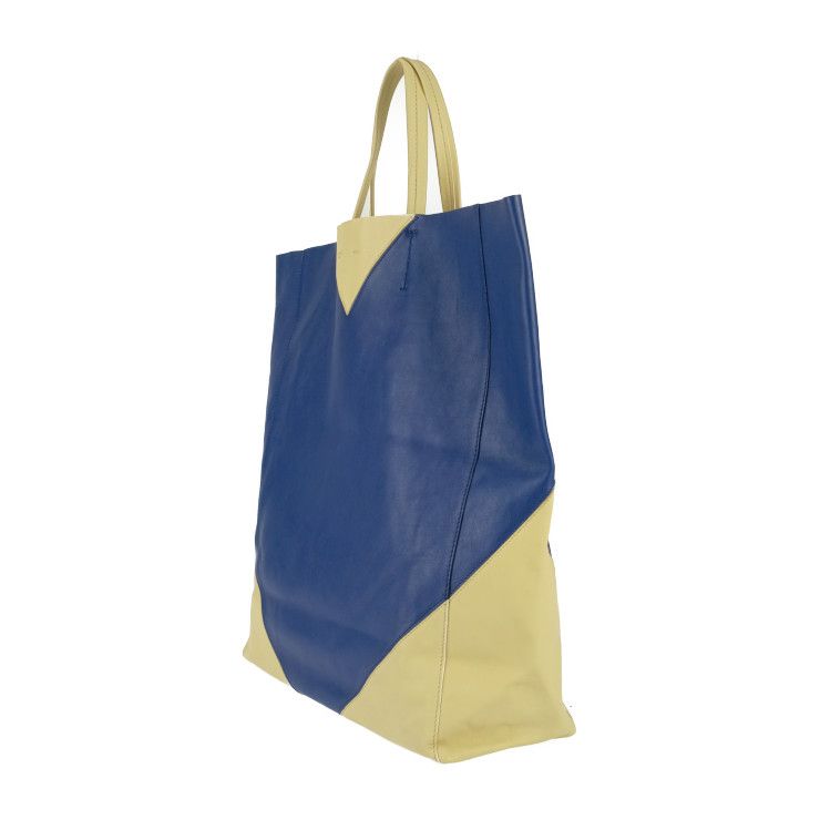 Celine Horizontal Cabas Tote Bag - Cream Yellow Blue Calf Leather Unisex