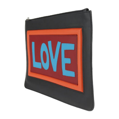 Fendi Pouch Second Bag 7n0078 Leather Black Multicolor Silver Hardware Clutch