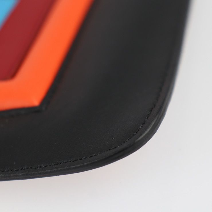 Fendi Pouch Second Bag 7n0078 Leather Black Multicolor Silver Hardware Clutch