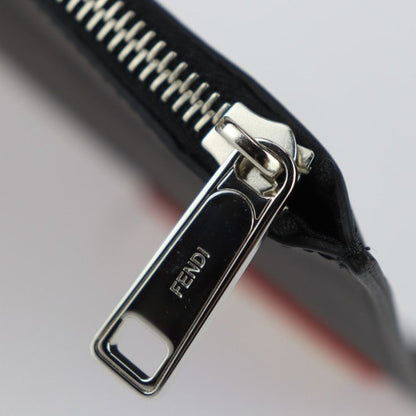 Fendi Pouch Second Bag 7n0078 Leather Black Multicolor Silver Hardware Clutch