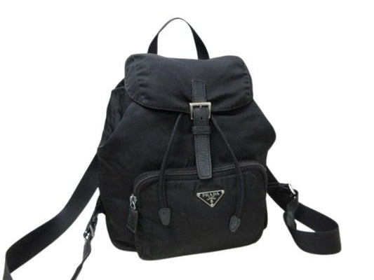Prada Backpack Sac Tessuto - Nylon Unisex Triangle Logo Plate Triangle Logo