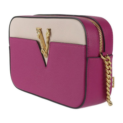 Versace Shoulder Bag 1005969 Leather Magenta Pink Gold Hardware Virtus Chain