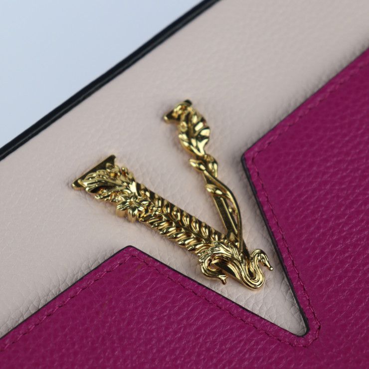 Versace Shoulder Bag 1005969 Leather Magenta Pink Gold Hardware Virtus Chain