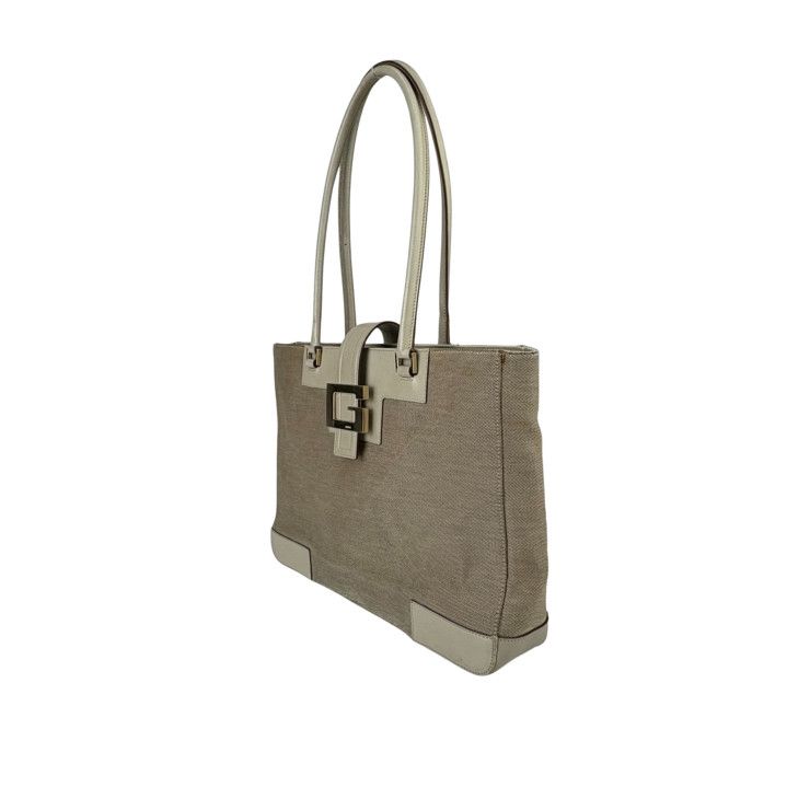Gucci Handbag G Logo Tote Bag 002 1109 001998 Beige Canvas And Leather Women