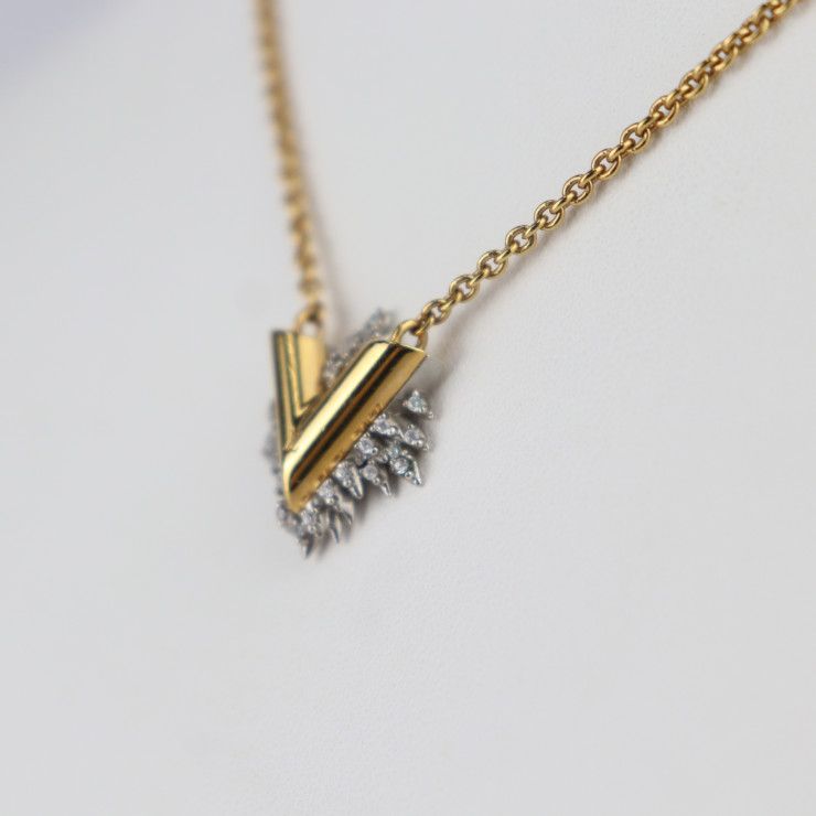 Louis Vuitton Collier Glory V Necklace M00366 Metal Rhinestone Gold Silver Viton