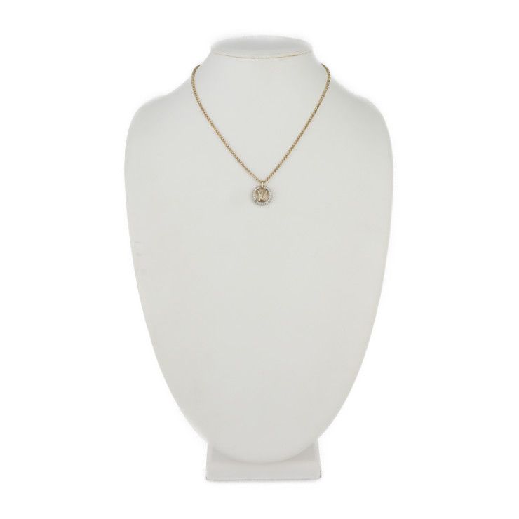 Louis Vuittone By Night Necklace M00759 Metal Rhinestone Gold LV Circle Pendant