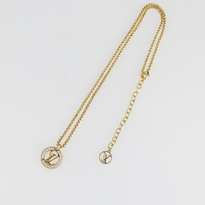 Louis Vuittone By Night Necklace M00759 Metal Rhinestone Gold LV Circle Pendant