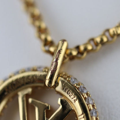 Louis Vuittone By Night Necklace M00759 Metal Rhinestone Gold LV Circle Pendant