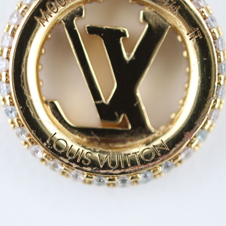 Louis Vuittone By Night Necklace M00759 Metal Rhinestone Gold LV Circle Pendant