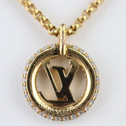 Louis Vuittone By Night Necklace M00759 Metal Rhinestone Gold LV Circle Pendant