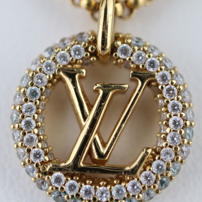 Louis Vuittone By Night Necklace M00759 Metal Rhinestone Gold LV Circle Pendant