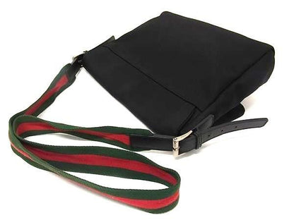 Gucci Shoulder Bag Sherry Line Messenger Bag 337074 Black Techno Canvas Leather