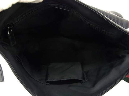 Gucci Shoulder Bag Sherry Line Messenger Bag 337074 Black Techno Canvas Leather