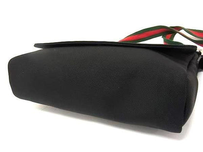 Gucci Shoulder Bag Sherry Line Messenger Bag 337074 Black Techno Canvas Leather